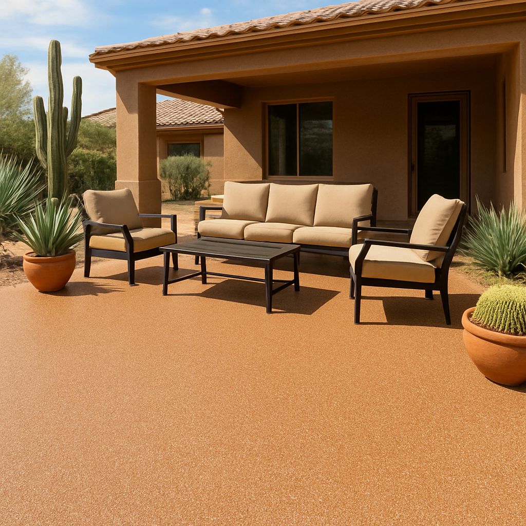 Terra cotta flake epoxy patio — Phoenix, AZ